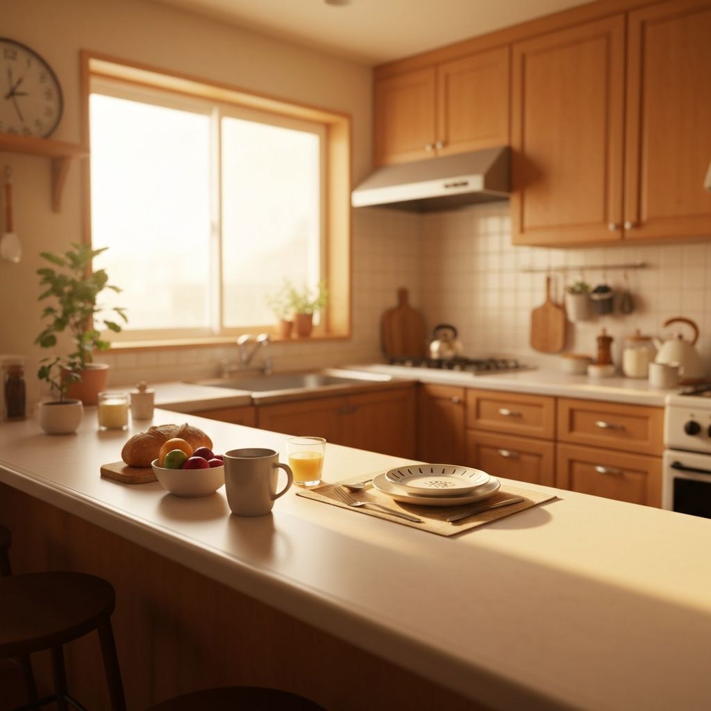 Sonniger Morgen mit Frühstück