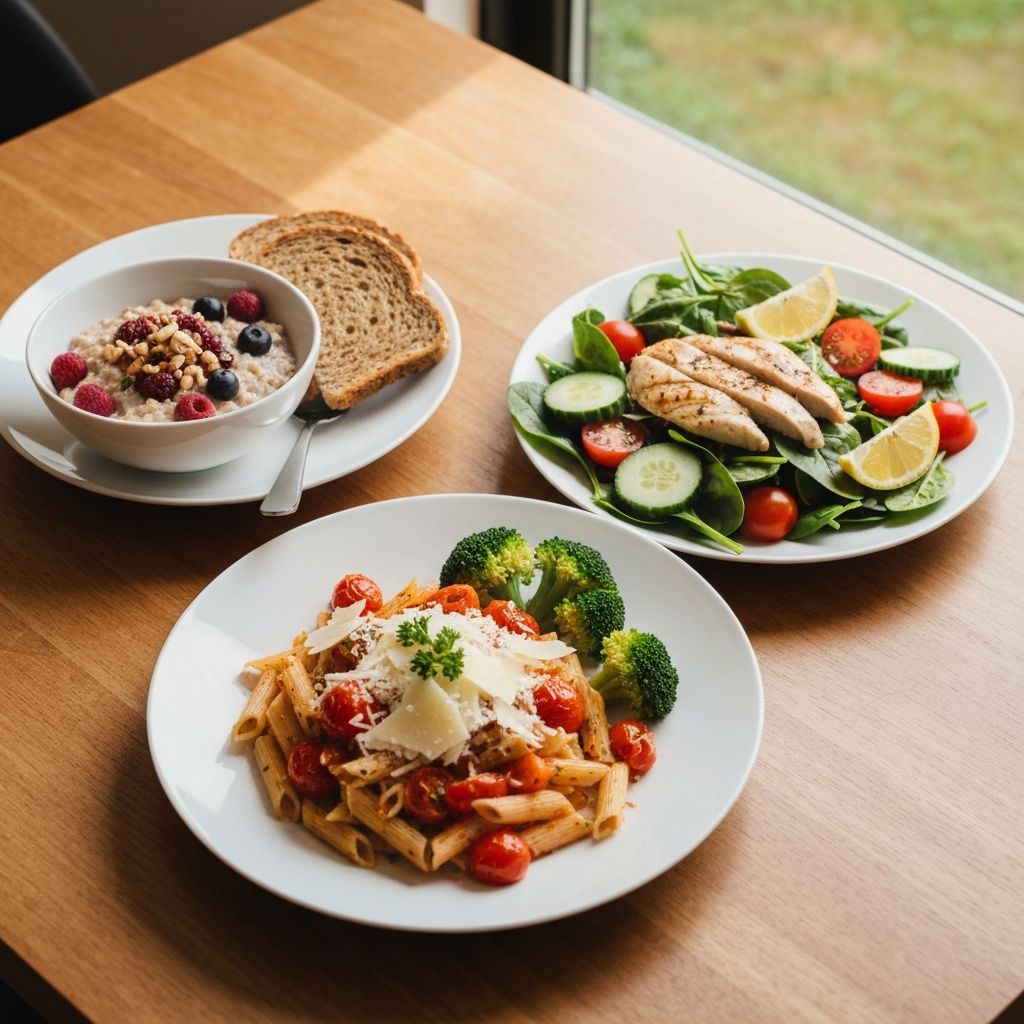 Einfache Mahlzeiten auf Tellern